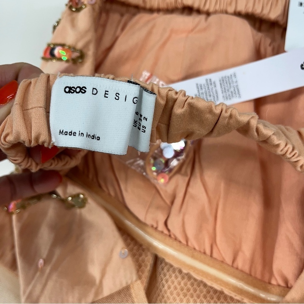 ASOS Peach Embellished Crop Top - Picture 5 of 6